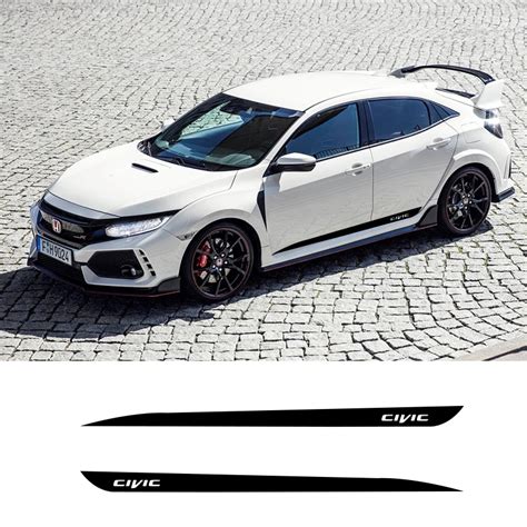 Pcs Car Side Stripes Side Skirts Graphics Vinyl Sticker Decals Racing