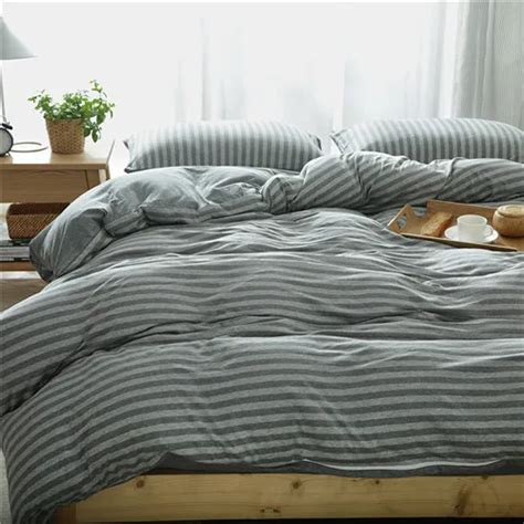 PCS Knitted Cotton Naked Bedding Set Bedlinen Bed Sheet Striped Full Queen King Duvet Cover
