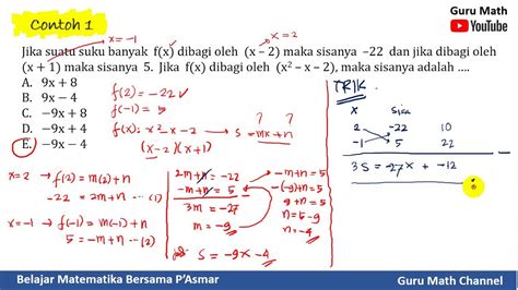 Trik Menyelesaikan Soal Teorema Sisa YouTube