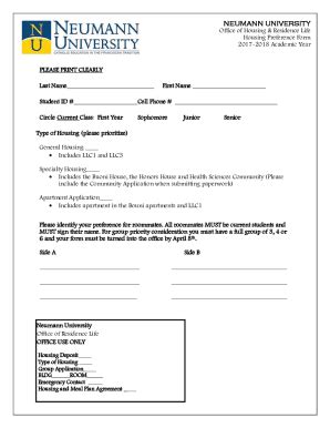 Fillable Online Housing Preference Form PDF HubSpot Fax Email Print