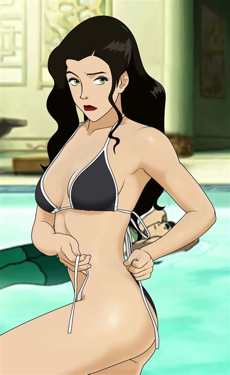 Rule 34 Anaxus Asami Sato Ass Avatar The Last Airbender Bikini Black Hair Eyeshadow Green Eyes