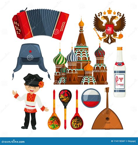 Russian Landmarks and Different Traditional Symbols Stock Vector ...