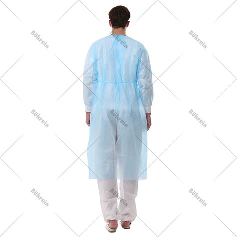 Blue Disposable Non Woven Isolation Gown With Seam Sealing Tape Non