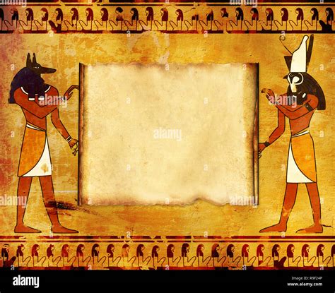 Fondo con dioses egipcios imágenes Anubis y Horus Fotografía de stock