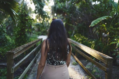 Free Images Forest Girl Woman Bridge Palm Tree Sunlight Flower