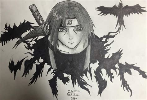 Itachi Uchiha Drawing With Crows