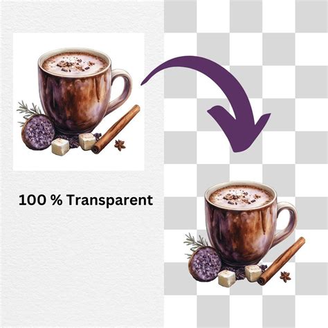 Imperial Purple Hot Cocoa Mug Clipart Collection Junk Journaling Scrapbooking PNG Images