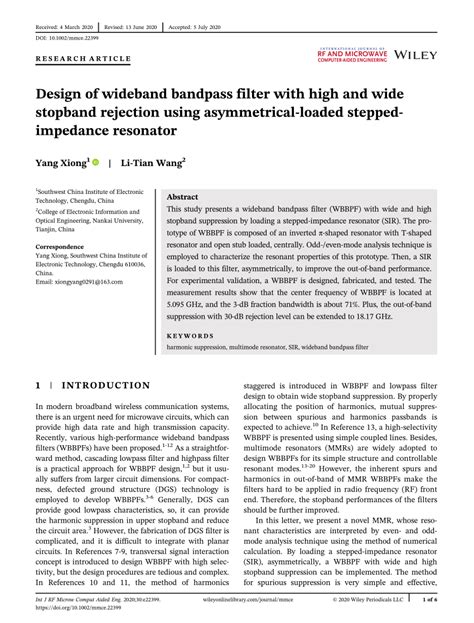 Design Of Wideband Bandpass Filter With High And Wide Stopband