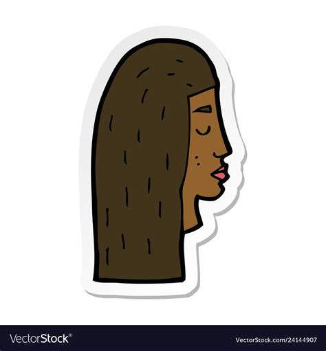 Sticker of a cartoon female face profile Vector Image