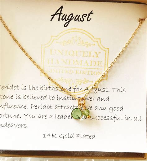 August Birthstone Necklace Peridot Gemstone Necklace Etsy