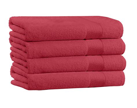 Cotton Pack Bath Towel Sets Extra Plush Absorbent Cherry Red