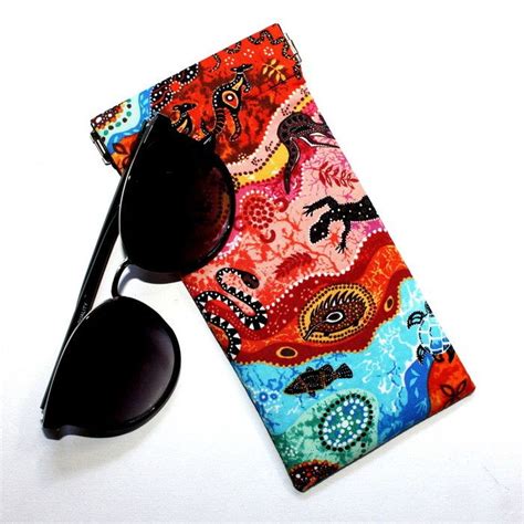 Padded Sunglasses Pouch In Colourful Indigenous Design Fabric Padded