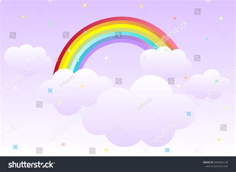 Cartoon Background Rainbow Sky Clouds Graphic Stock Vector (Royalty ...