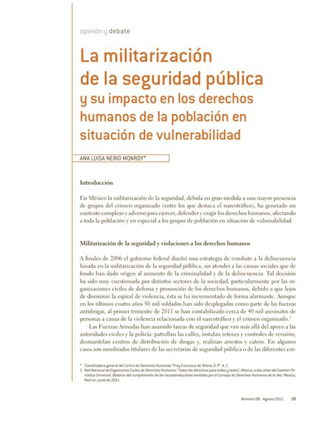 La Militarización De La Seguridad Pública