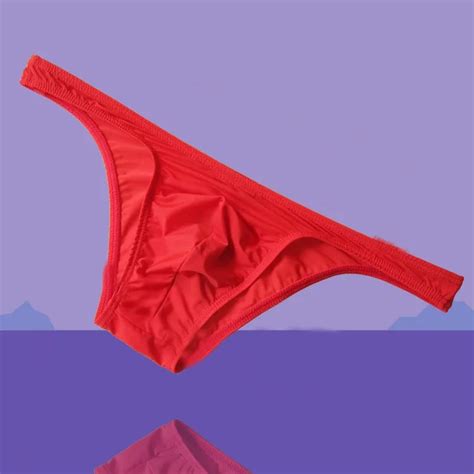 Men S Sexy Briefs Very Cozy Strings Ice Silky Thong Bikini With Pouch Smooth Jockstrap