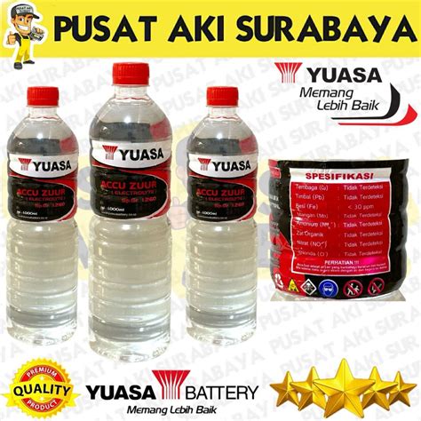 Jual Air Accu Zuur Yuasa Kualitas Terbaik 1000 Ml 1 Liter Air Aki Baru