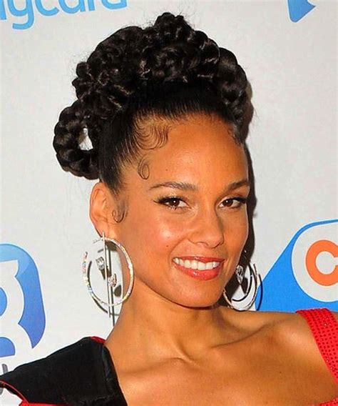 Alicia Keys Braided Updo With High Bun