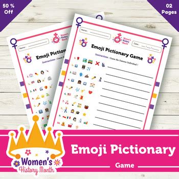 Womens History Month Emoji Pictionary Game History Worksheets