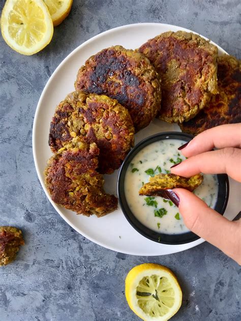 Vegan Lentil Patties With Yogurt Dip Flavour Dreams