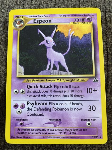 Pokémon TCG Espeon Neo Discovery 20 Regular Unlimited Rare LP Values