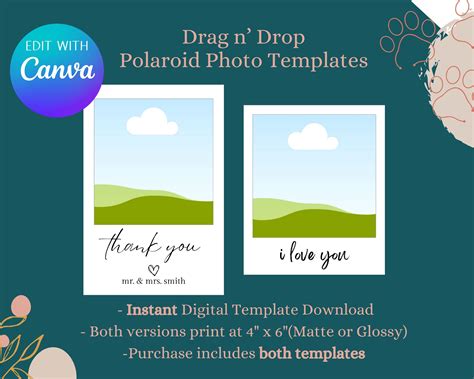 Polaroid Photo Template Canva / 4x6 Polaroid Prints / Polaroid Photo Templates / Wedding ...