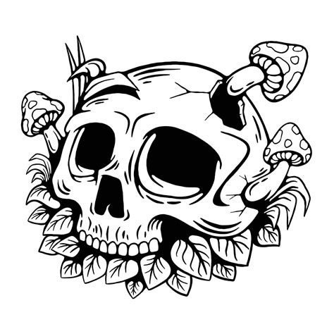 line art of skull in nature 30773020 Vector Art at Vecteezy