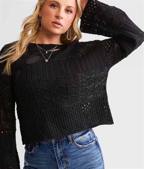 Willow And Root Mixed Stitch Cropped Sweater Womens Sweatshirts In