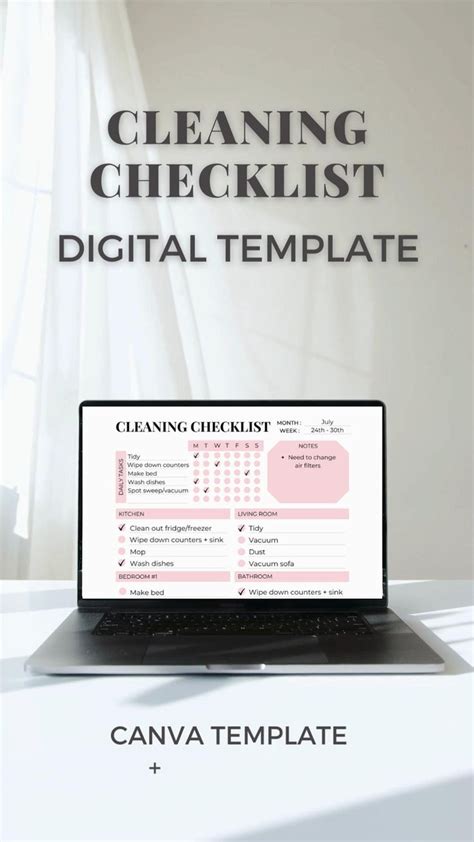 Cleaning Checklist Digital Template | Cleaning checklist, Cleaning ...