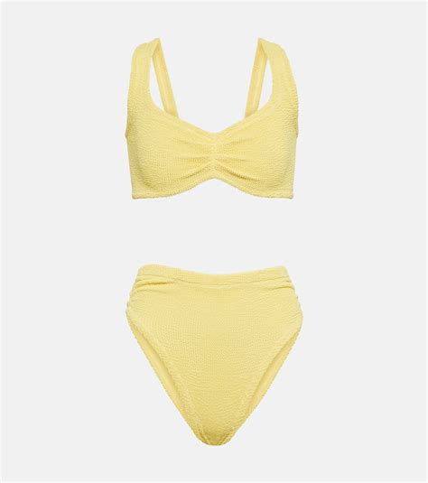 Hunza G Juno Seersucker Bikini In Yellow Modesens