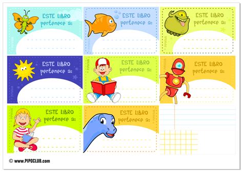 JUEGOS EDUCATIVOS PIPO: ETIQUETAS PARA LIBROS