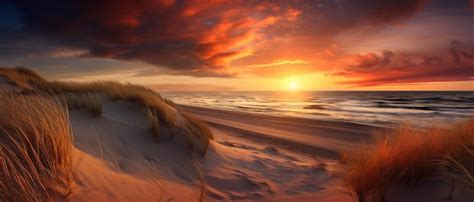 Premium AI Image | Sunset at the dune beach