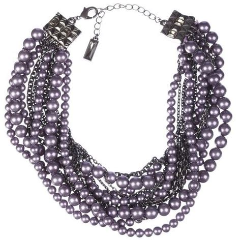 Pre Owned Lia Sophia Fuax Purple Pearl Torsade Necklace With Enhancer