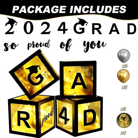 Lstusa Graduation Party Decorations 2024 Graduation Balloon Boxes 4pcs