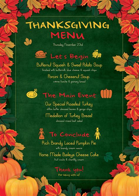 Thanksgiving Menu Design PSD Template