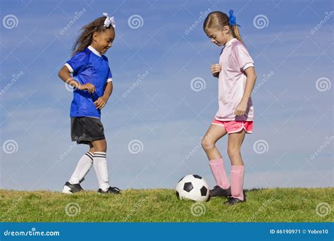 Girls Playing Soccer Team