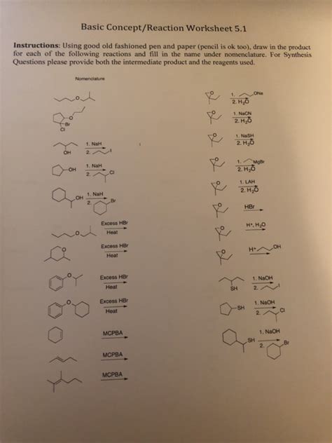 Solved Basic Concept Reaction Worksheet 5 1 Instructions Chegg