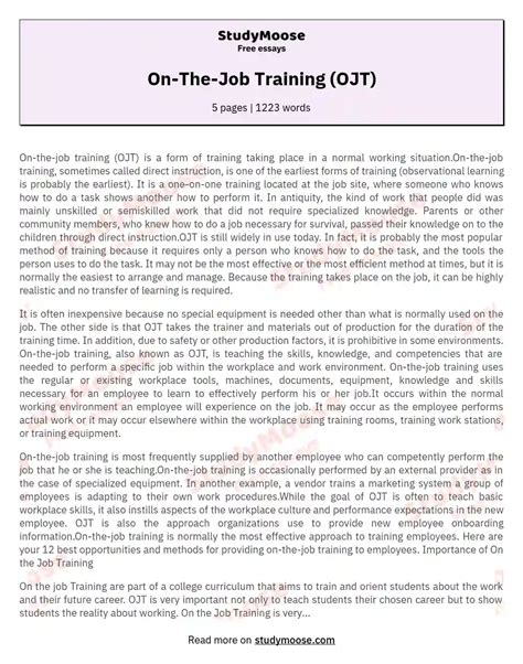 What Is On The Job Training Ojt And How Does It Impact Off