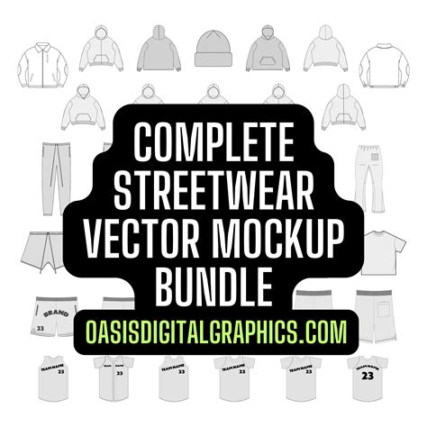 Streetwear Mockups Bundle Streetwear Vector Mockup Template Etsy