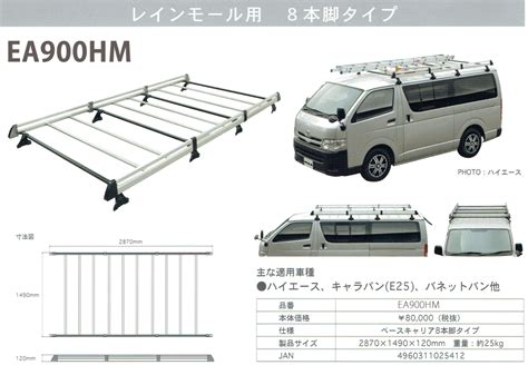 【楽天市場】【送料無料】terzo 業務用ルーフキャリア 品番：ea900h アルミ製ルーフラック ＜ハイエース・キャラバン・ボンゴなどに適合＞：カー用品イチオシ通販