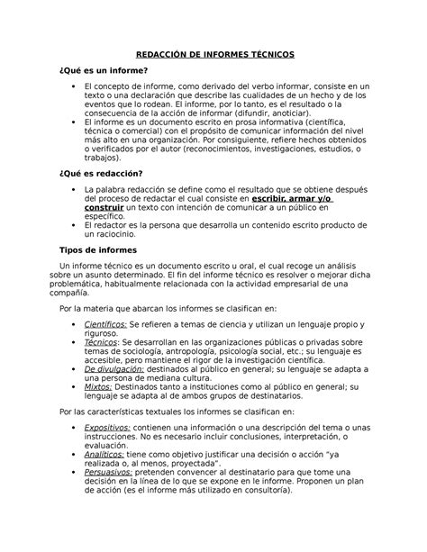 Redacción De Informes Técnicos RedacciÓn De Informes TÉcnicos ¿qué Es
