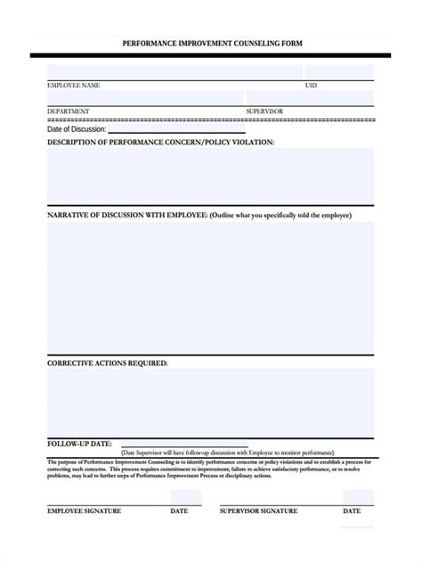 Free 6 Performance Counseling Forms In Pdf