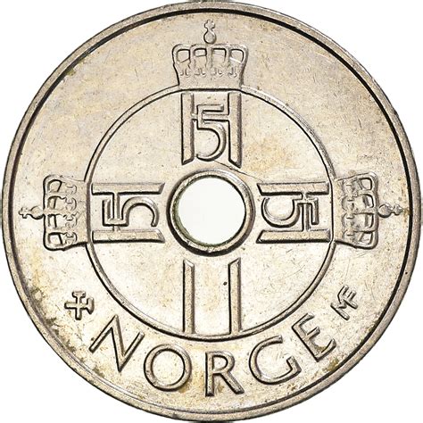 Coin Norway Harald V Krone Copper Nickel Km European