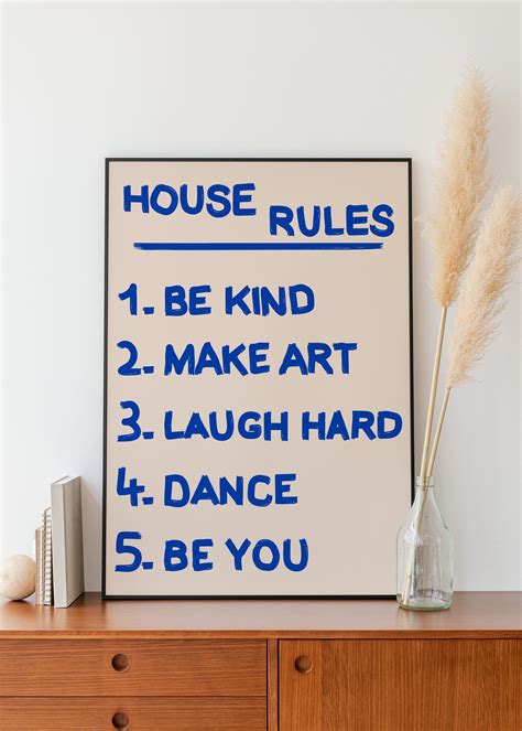 House Rules Wall Art Minimalist Wall Printmodern Art Print Trendy