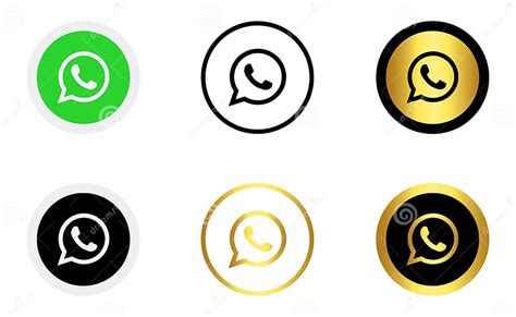 Collection Of Colour And Gold Whatsapp Icon In White Background Stock