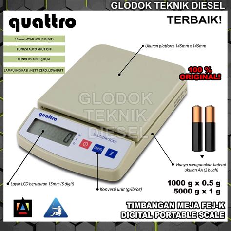 Jual Quattro Timbangan Meja Digital 5 1 KG Portable Mini Scale FEJ K