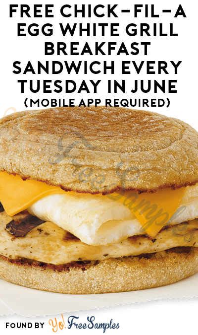 FREE Egg White Grill Breakfast Sandwich Every Tuesday In June At Chick-Fil-A (Mobile App ...