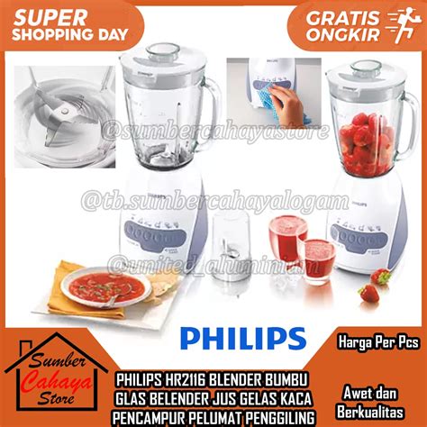 Jual BLENDER PHILIPS 2 IN 1 HR 2116 HR2116 2 LITER KACA 350 WATT PHILIP