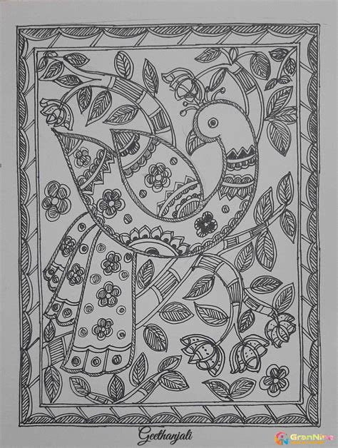 Madhubani Art On Paper A4 Pen On Paper Price - GranNino