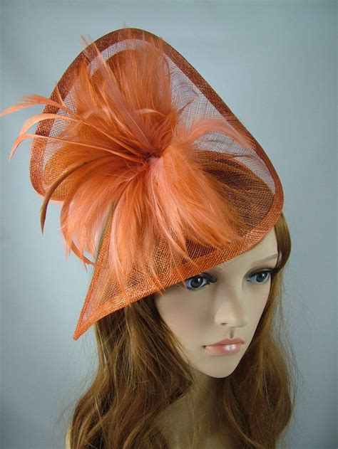 Rusty Orange Sinamay Feathers Twist Fascinator Hat Etsy