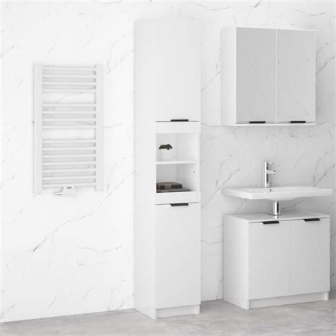 Meuble A Casier Armoire De Salle De Bain Blanc Brillant X X